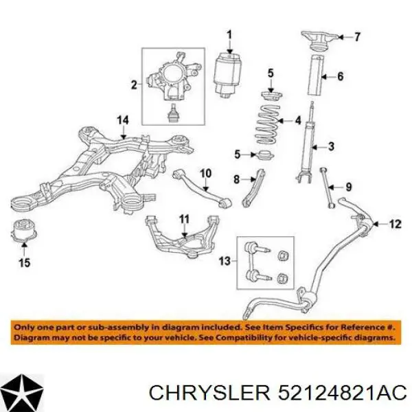 Wahacz poprzeczny zawieszenia tylnego lewy Chrysler 52124821AC cena, od 37,77 USD