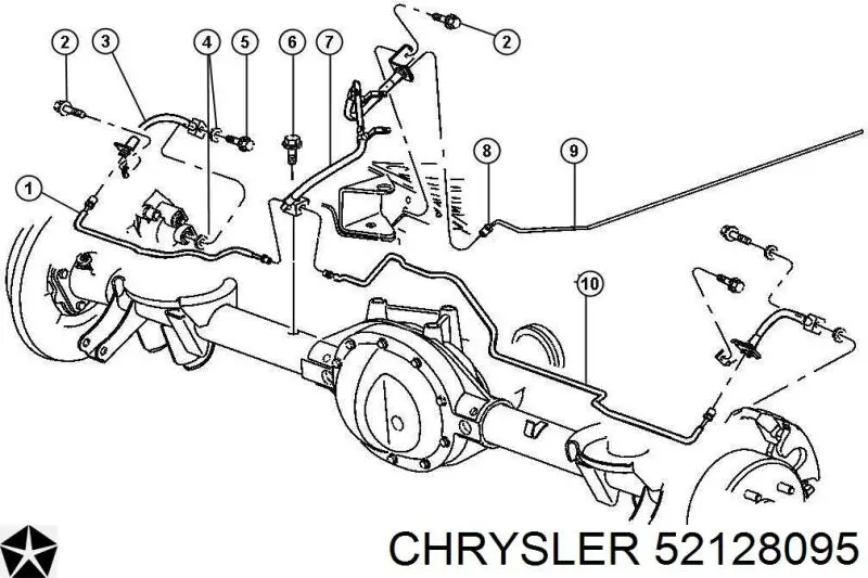 52128095 Chrysler Przewód hamulcowy tylny lewy
