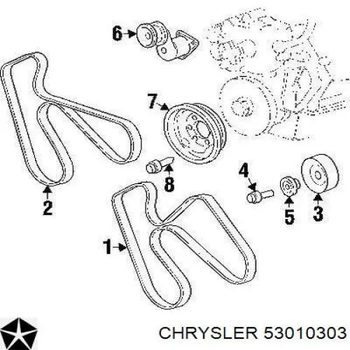 Pas napędowy mechanizmów Chrysler 53010303 cena, od 46,70 USD