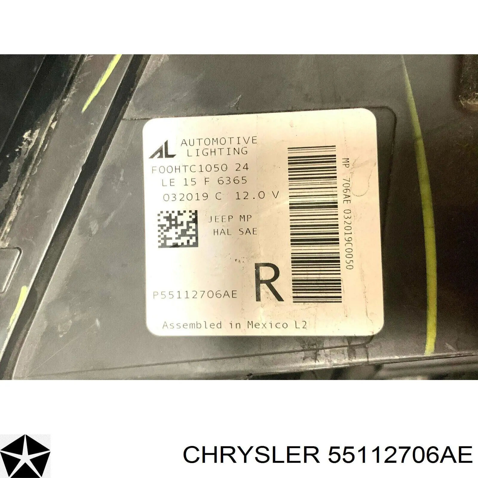 Do koszyka 55112706AE Chrysler Reflektor prawy