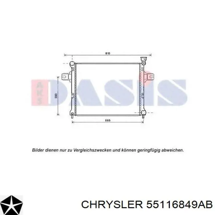 Chłodnica silnika Chrysler 55116849AB cena, od 153,58 USD