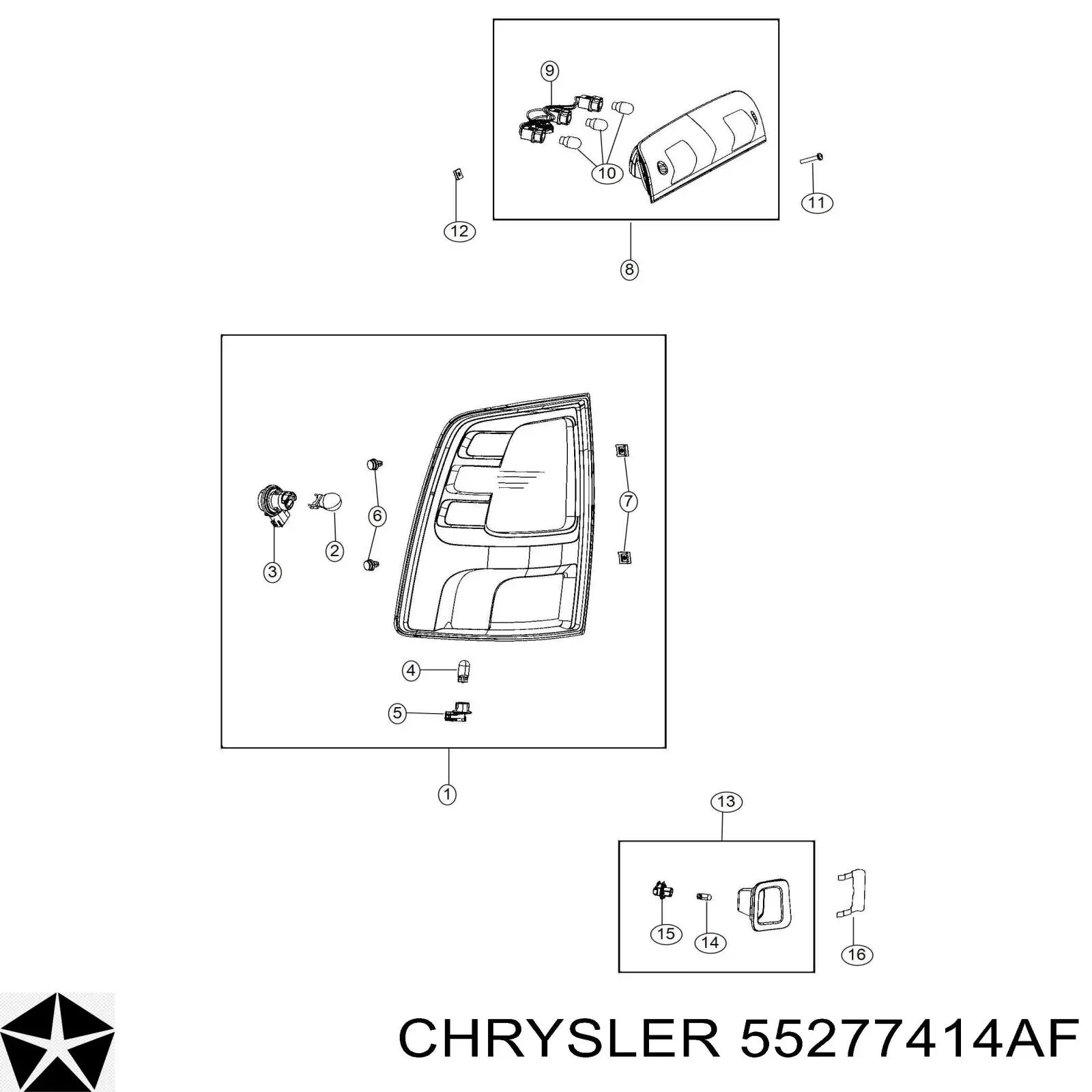 55277414AF Chrysler Lampa zespolona tylna prawa