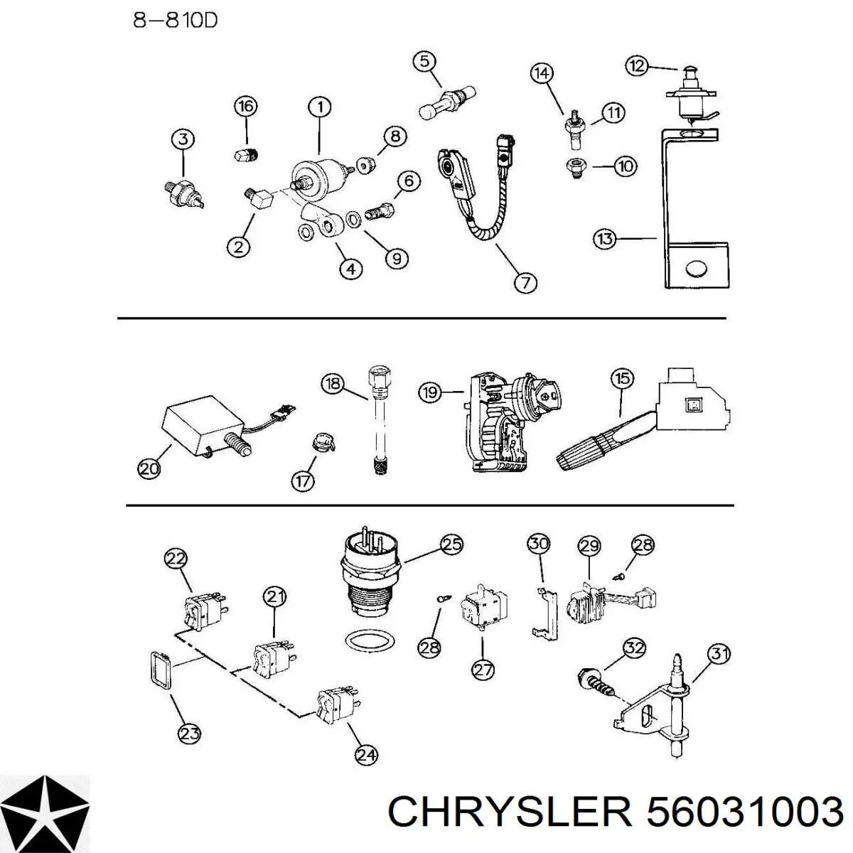 Do koszyka 56031003 Chrysler Czujnik ciśnienia oleju