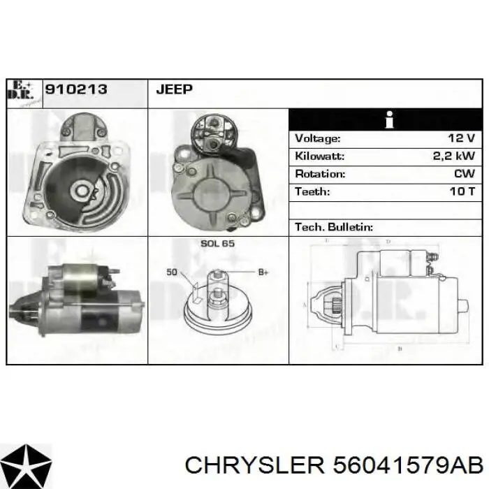 Do koszyka 56041579AB Chrysler Rozrusznik