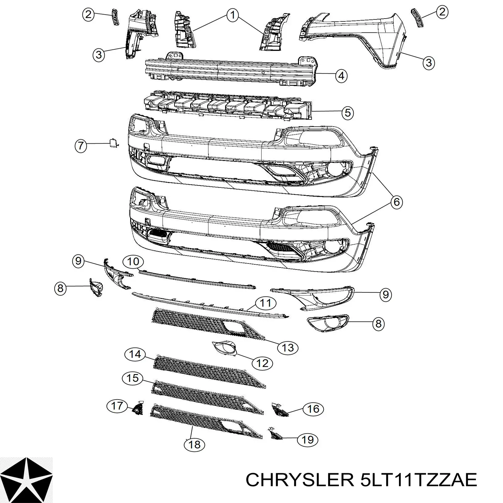 5LT11TZZAE Chrysler Zderzak przedni, lewa część