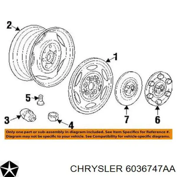 6036747AA Chrysler Nakrętka koła