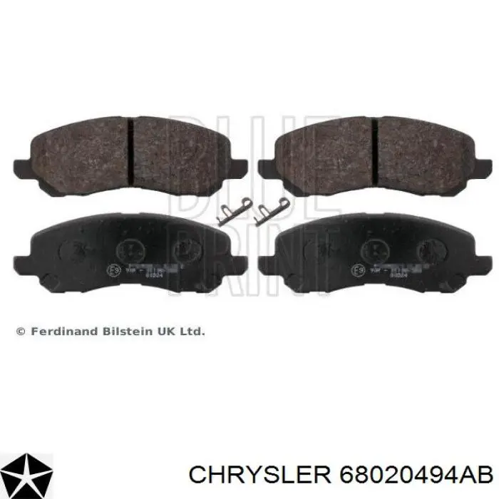 Klocki hamulcowe przednie tarczowe Chrysler 68020494AB cena, od 16,08 USD