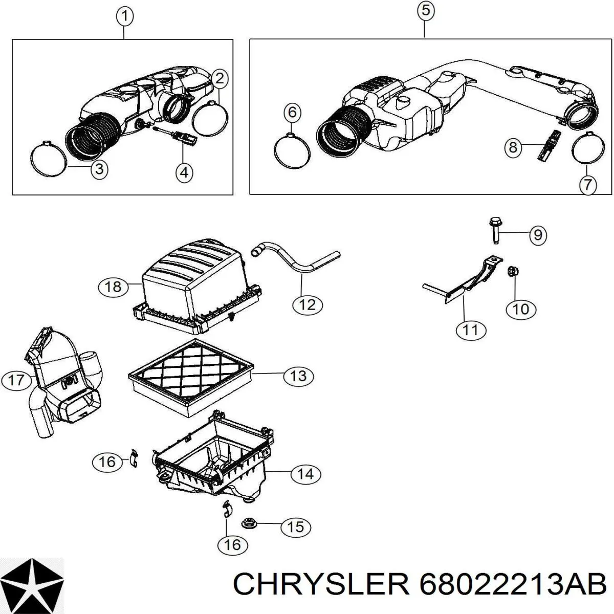 Wlot powietrza do filtra powietrza Chrysler 68022213AB cena, od 49,90 USD