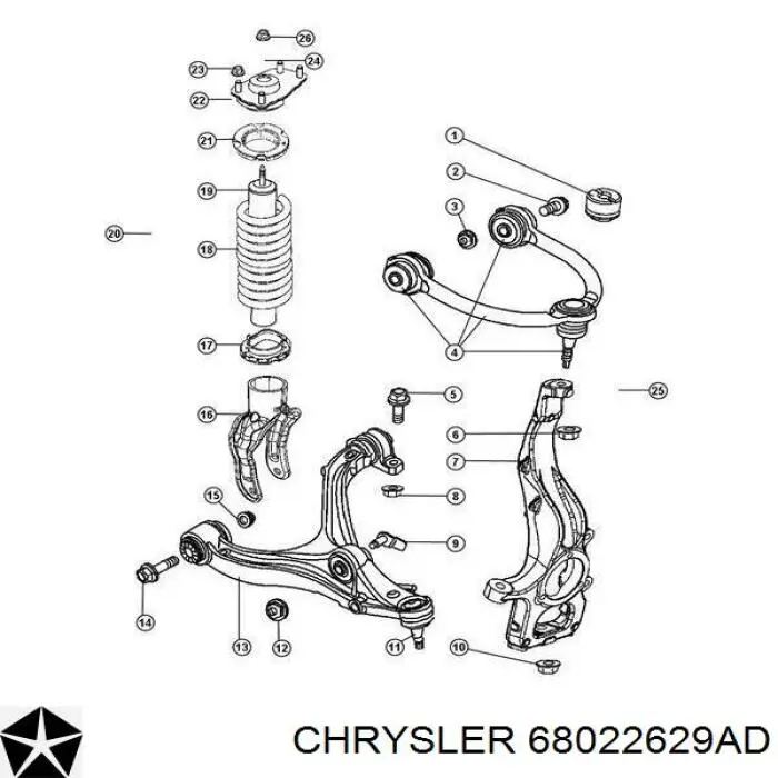 68022629AD Chrysler Czop (zwrotnica) przedni lewy