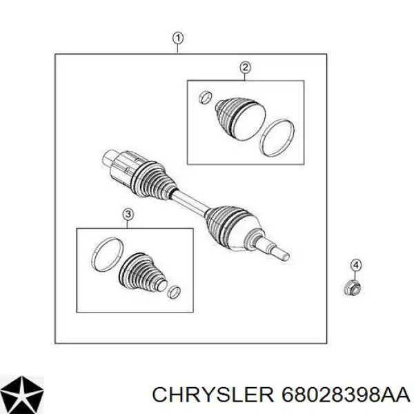 Półoś napędowa przednia Chrysler 68028398AA cena, od 118,42 USD