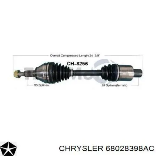 68028398AC Chrysler Półoś napędowa przednia