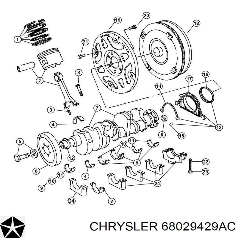 Panewki korbowodowe wału korbowego, zestaw, standardowe (STD) Chrysler 68029429AC cena, od 26,80 USD