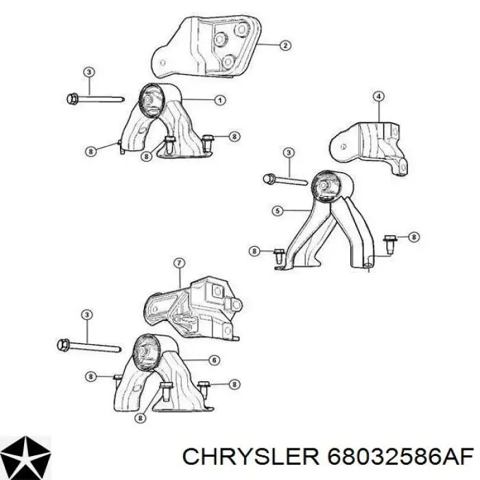 68032586AF Chrysler Poduszka (podpora) silnika tylna
