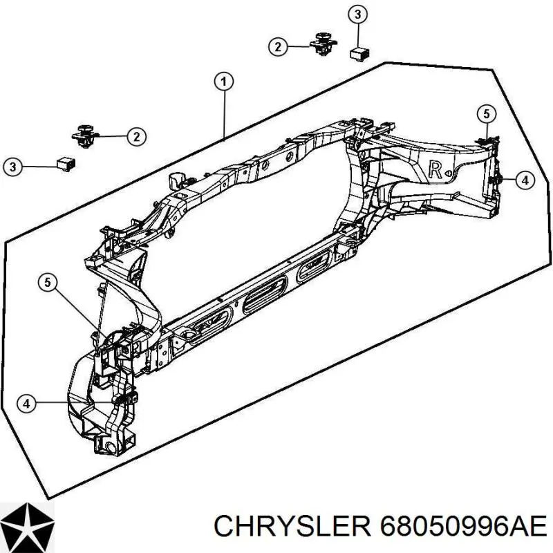 68050996AE Chrysler Osłona chłodnicy kompletna (panel mocowania reflektorów)