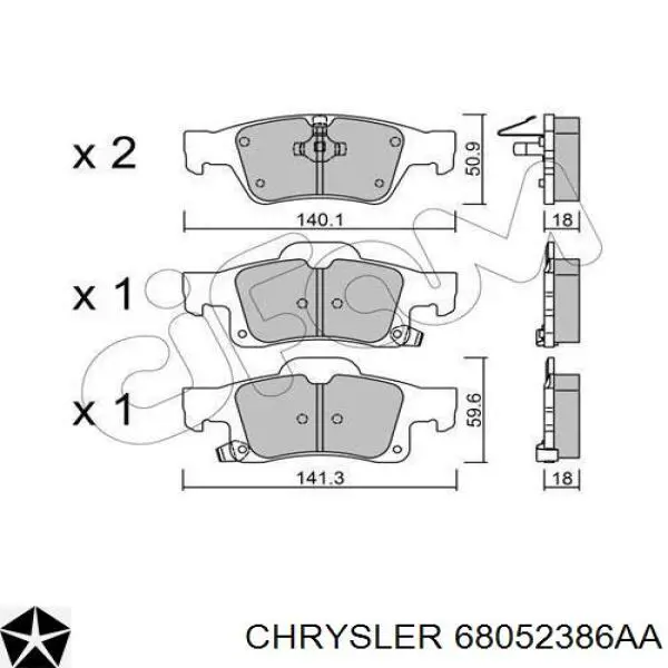 Okładziny (klocki) do hamulców tarczowych tylne Chrysler 68052386AA cena, od 26,89 USD