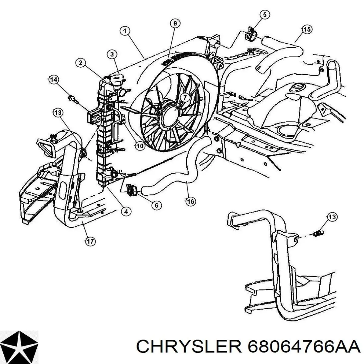 68064766AA Chrysler Sprzęgło wiskotyczne wentylatora chłodzenia