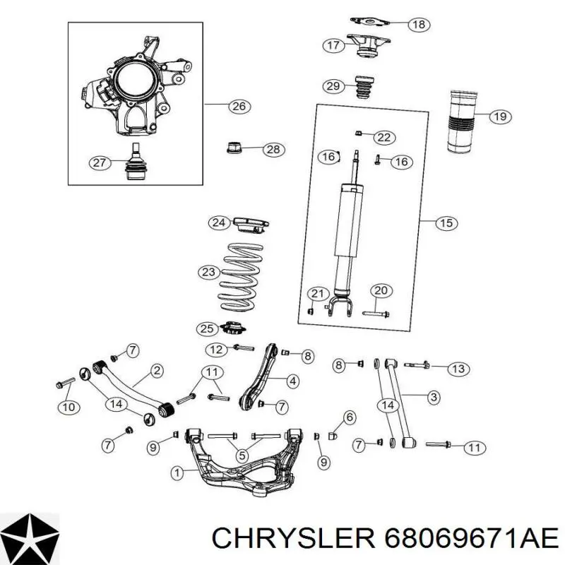 Amortyzator tylny Chrysler 68069671AE cena, od 40,66 USD
