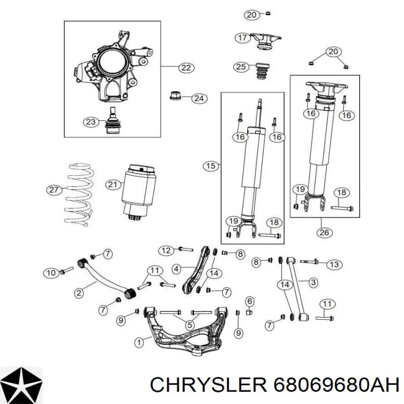 Do koszyka 68069680AH Chrysler Amortyzator tylny