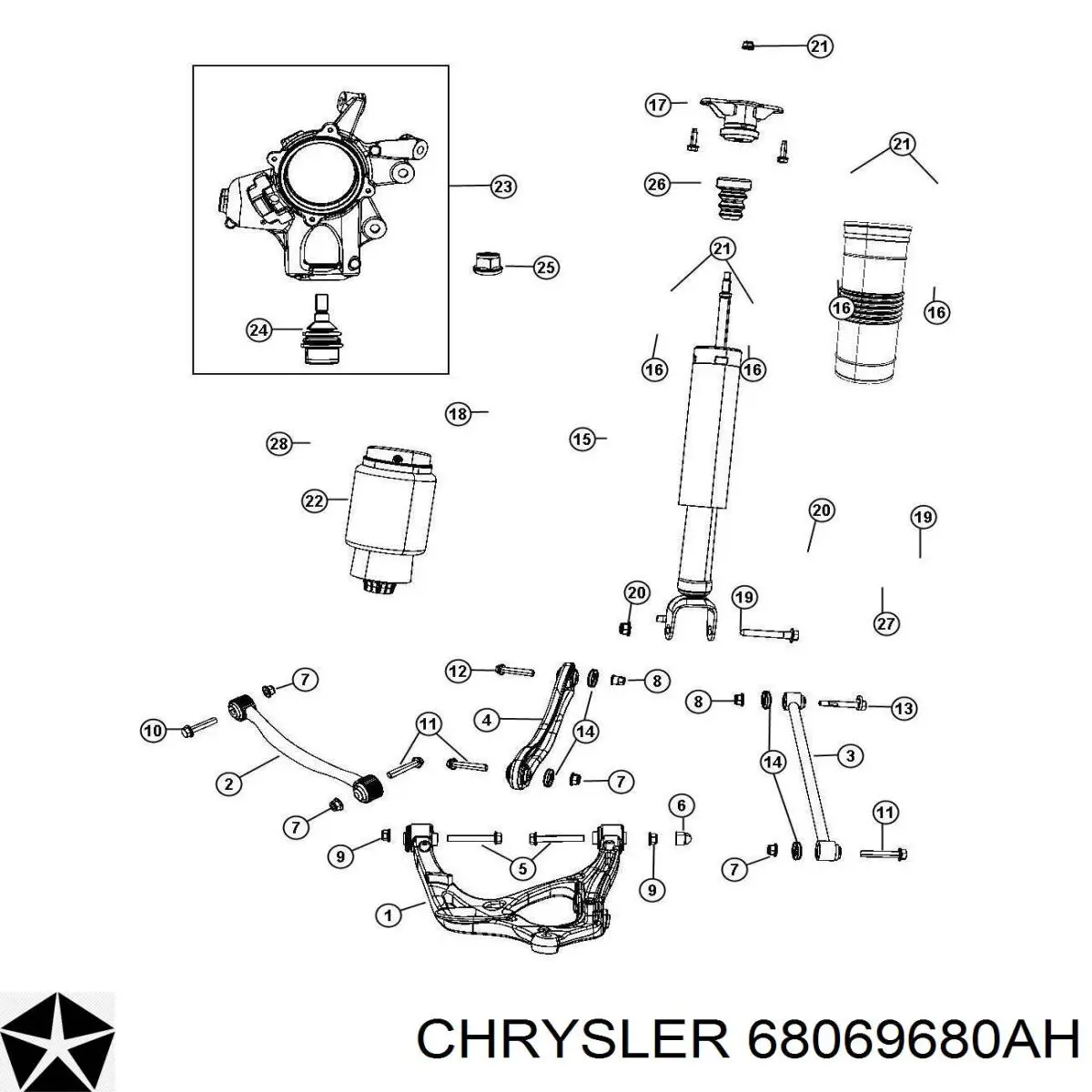 Amortyzator tylny 68069680AH Chrysler