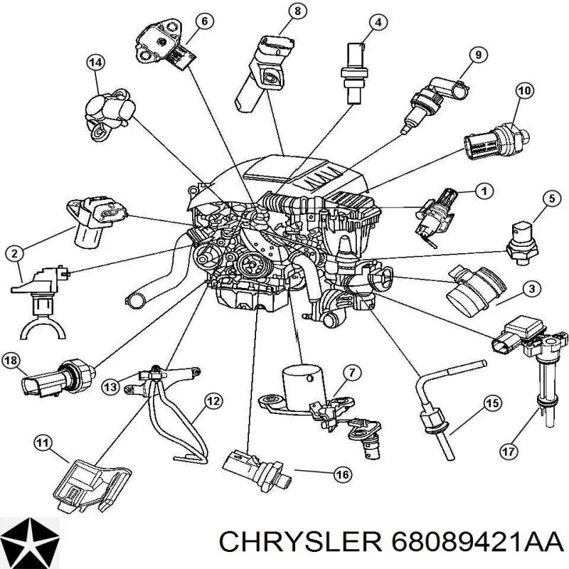 Do koszyka 68089421AA Chrysler Czujnik ciśnienia spalin