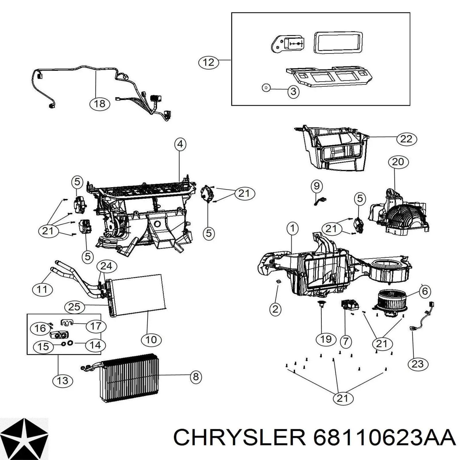 Chłodnica nagrzewnicy (ogrzewacza) Chrysler 68110623AA cena, od 83,73 USD