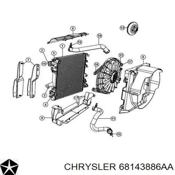 Do koszyka 68143886AA Chrysler Chłodnica silnika