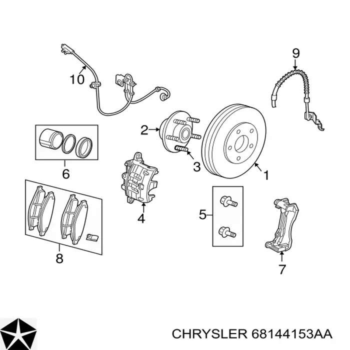 Zestaw naprawczy zacisku hamulcowego przedniego Chrysler 68144153AA cena, od 12,83 USD