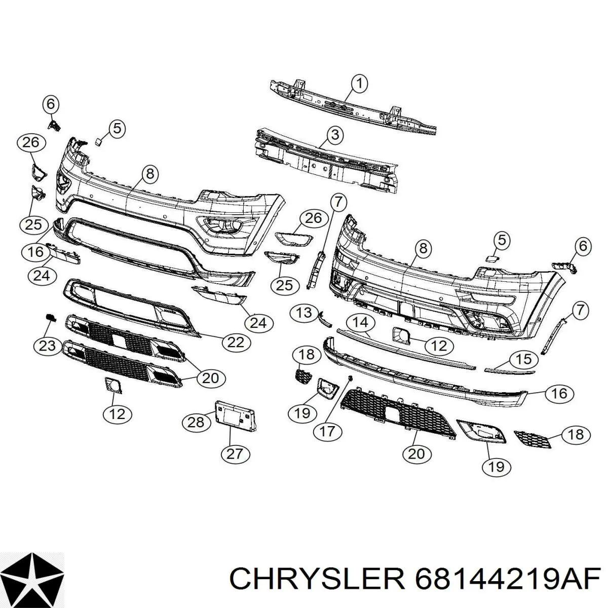 Wspornik zderzaka przedniego lewy Chrysler 68144219AE cena, od 15,23 USD