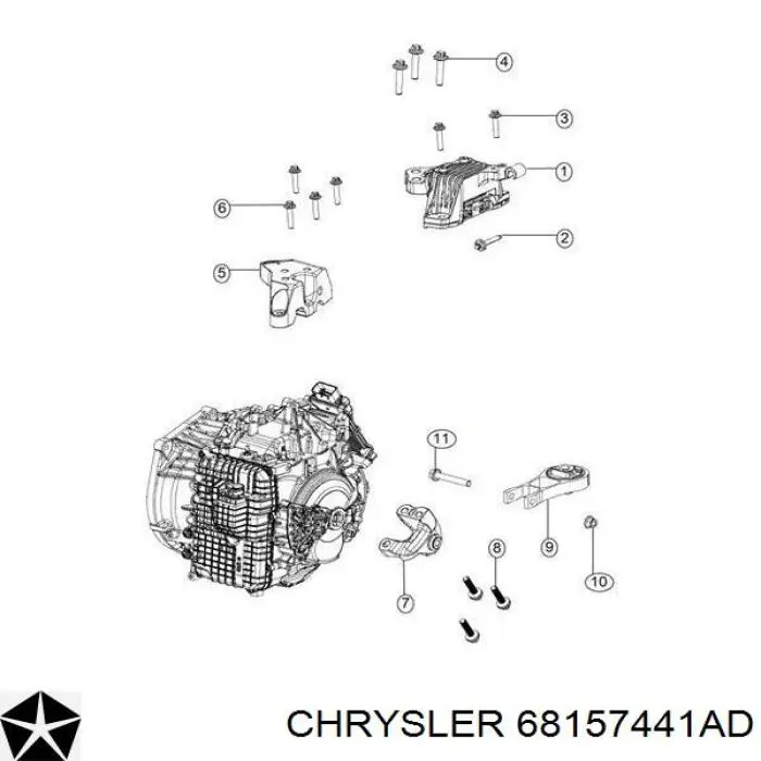 Poduszka (podpora) silnika tylna Chrysler 68157441AD cena, od 155,07 USD
