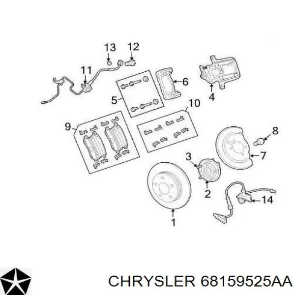 68159525AA Chrysler Zacisk hamulcowy tylny lewy