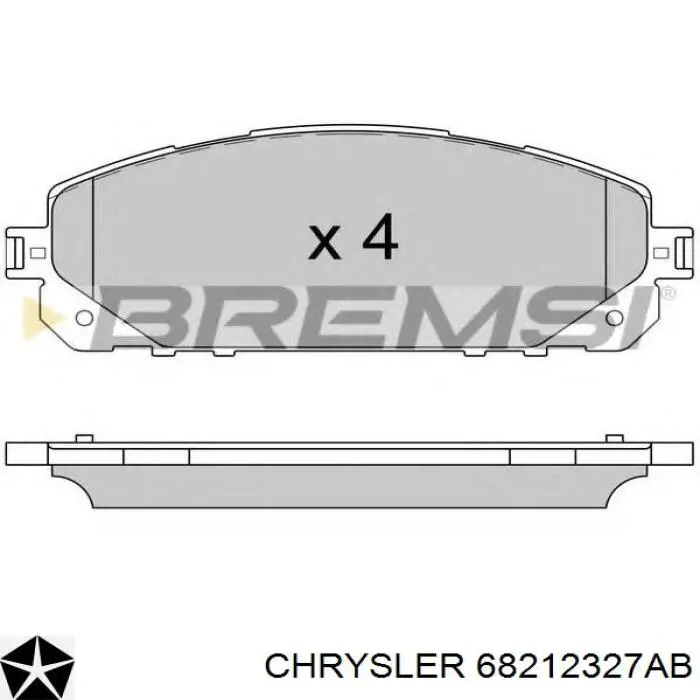 Klocki hamulcowe przednie tarczowe Chrysler 68212327AB cena, od 40,91 USD