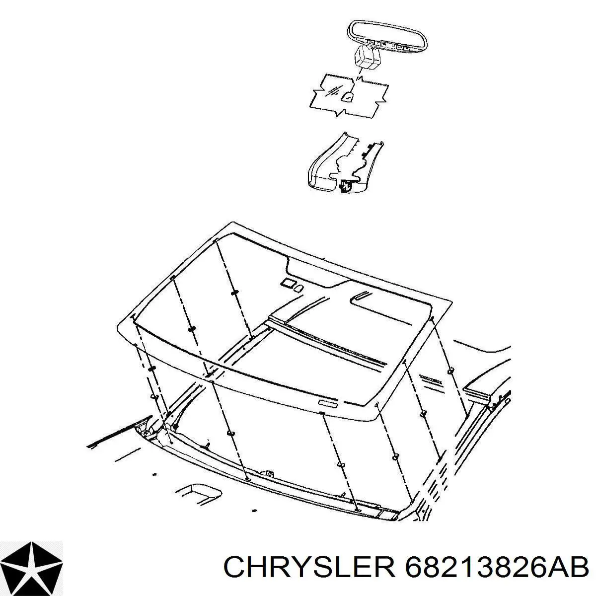 68213826AB Chrysler Szyba przednia