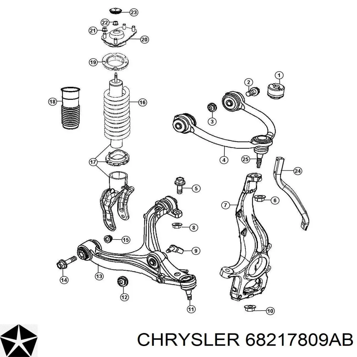 Wahacz zawieszenia przedniego górny lewy Chrysler 68217809AB cena, od 32,32 USD