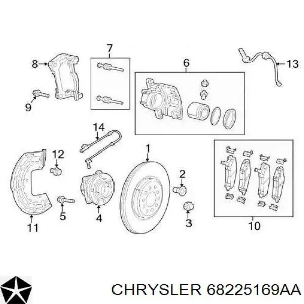 68225169AA Chrysler Zacisk hamulcowy przedni lewy