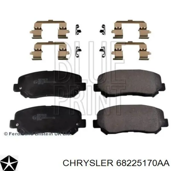 Klocki hamulcowe przednie tarczowe Chrysler 68225170AA cena, od 37,16 USD