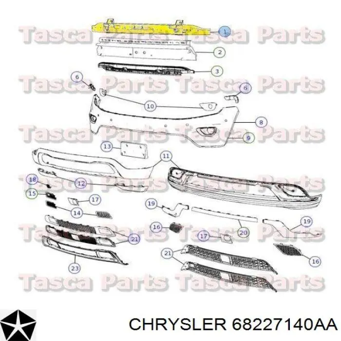 68227140AA Chrysler Wzmocnienie zderzaka przedniego