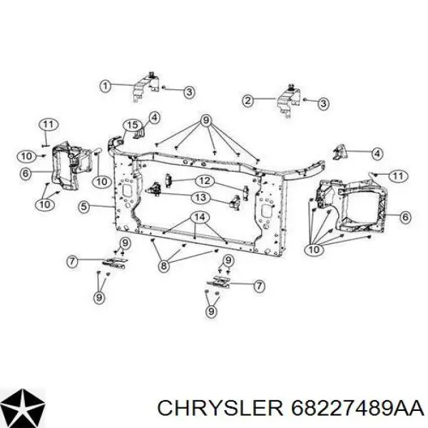 Do koszyka Osłona chłodnicy kompletna (panel mocowania reflektorów) Jeep Cherokee  KL