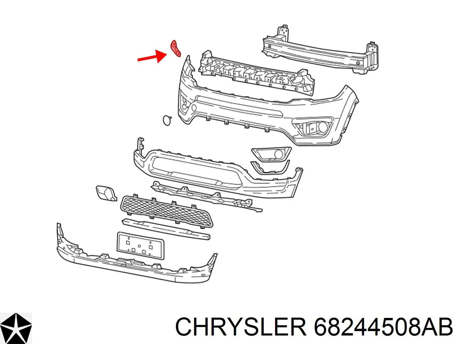 68244508AB Chrysler Wspornik zderzaka przedniego prawy