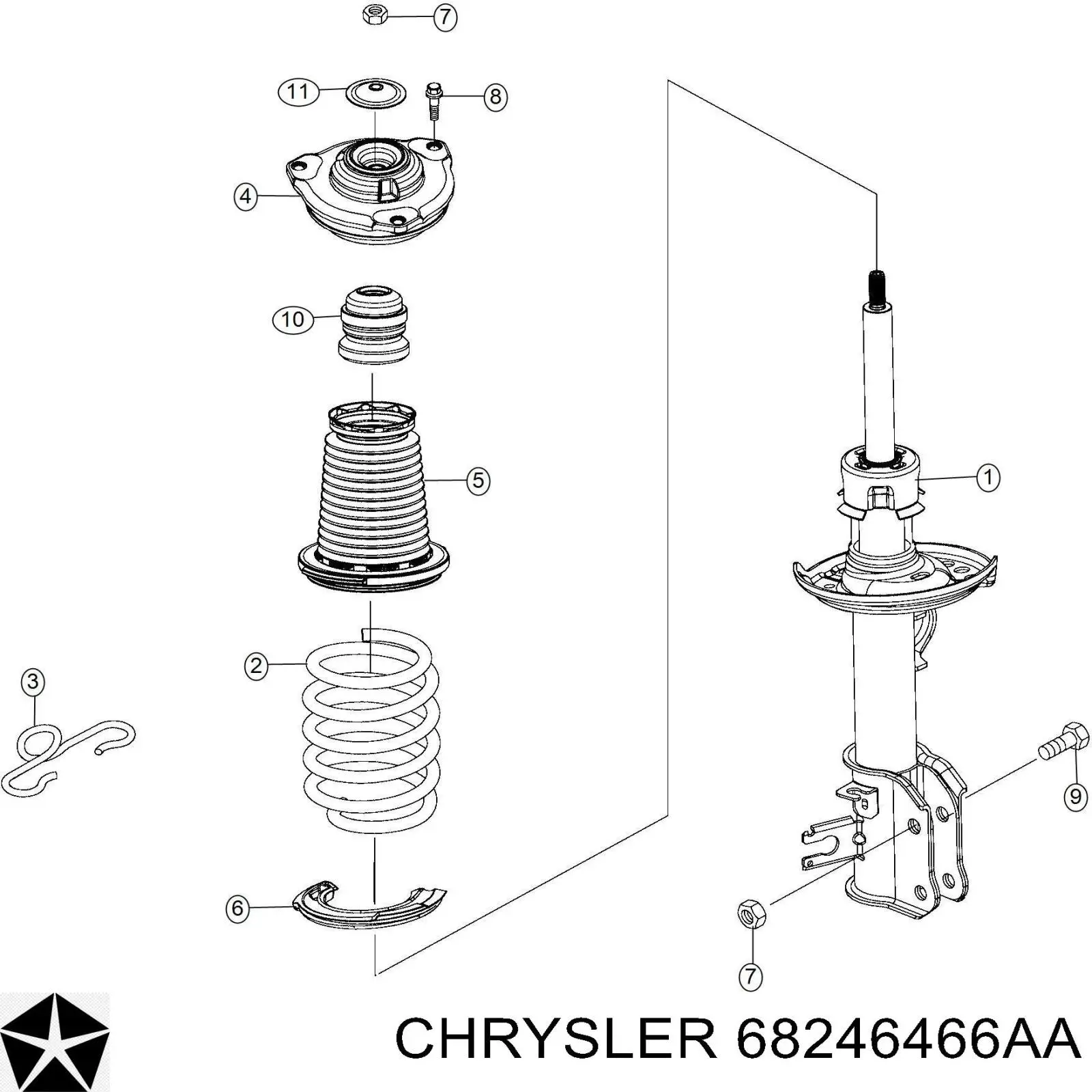 Odbój amortyzatora tylnego + osłona Chrysler 68246466AA cena, od 26,97 USD