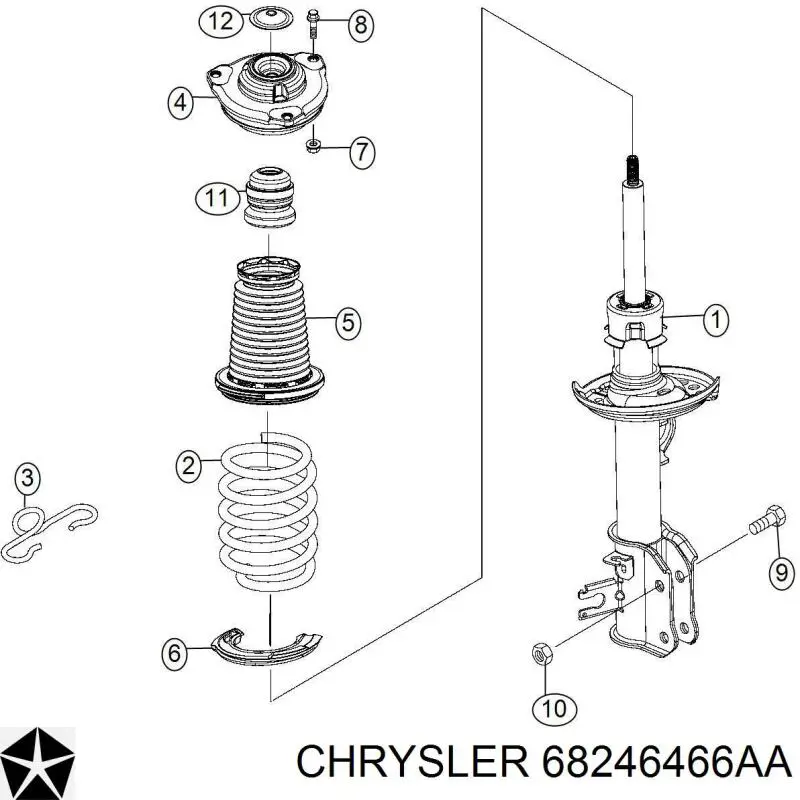 Do koszyka 68246466AA Chrysler Odbój amortyzatora tylnego + osłona