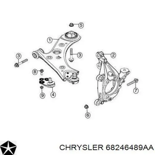 68246489AA Chrysler Sworzeń wahacza dolny