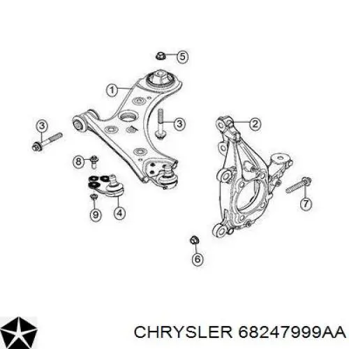 68247999AA Chrysler Wahacz zawieszenia przedniego dolny prawy