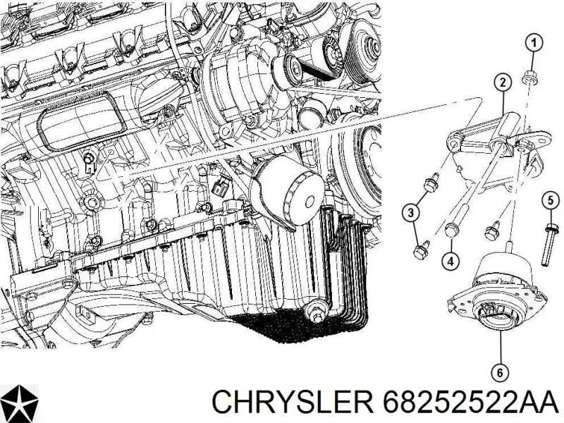 Poduszka (podpora) silnika prawa Chrysler 68110951AC cena, od 61,99 USD