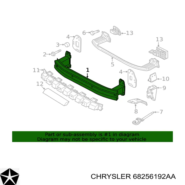68256192AA Chrysler Wzmocnienie zderzaka przedniego