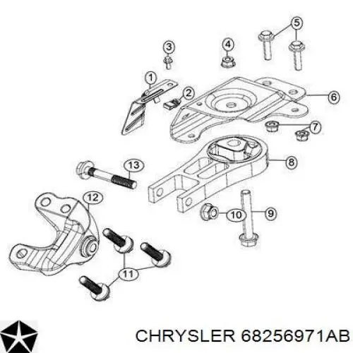 Poduszka (podpora) silnika tylna Jeep Cherokee SUV (KL) (2014 - 2023) cena, od 93,93 USD