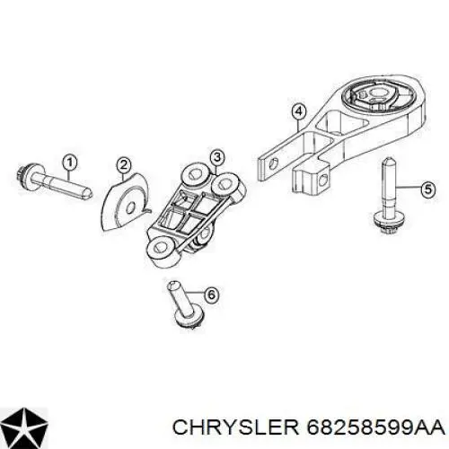 68258599AA Chrysler Poduszka (podpora) silnika tylna