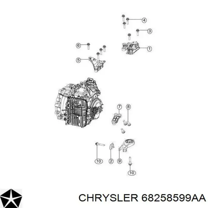 Poduszka (podpora) silnika tylna Chrysler 68258599AA cena, od 92,38 USD