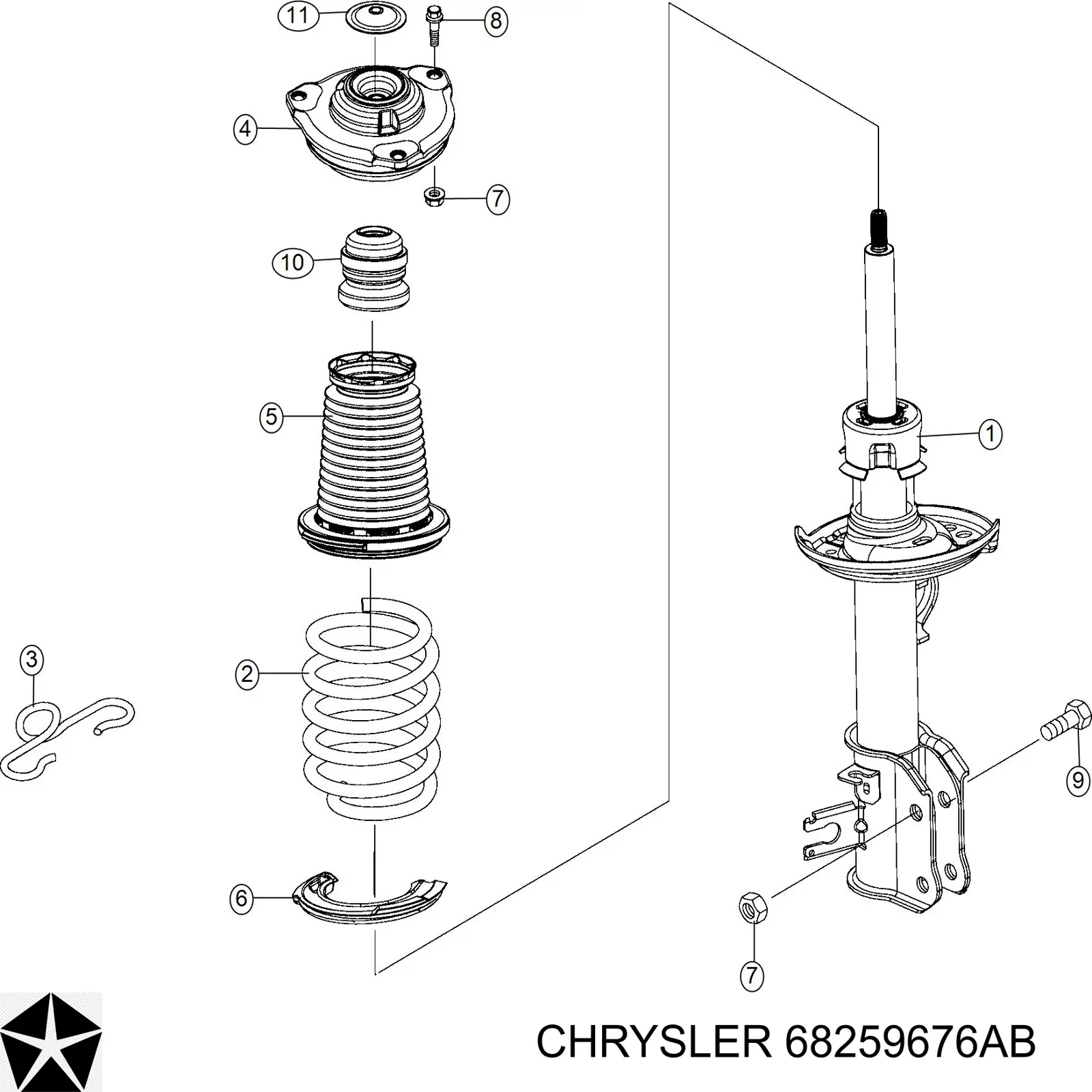 68259676AB Chrysler Amortyzator przedni prawy