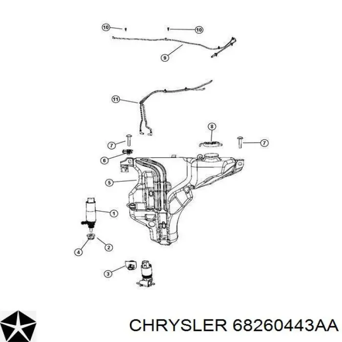 Do koszyka Dysza spryskiwacza szyby przedniej Jeep Grand Cherokee IV WK
