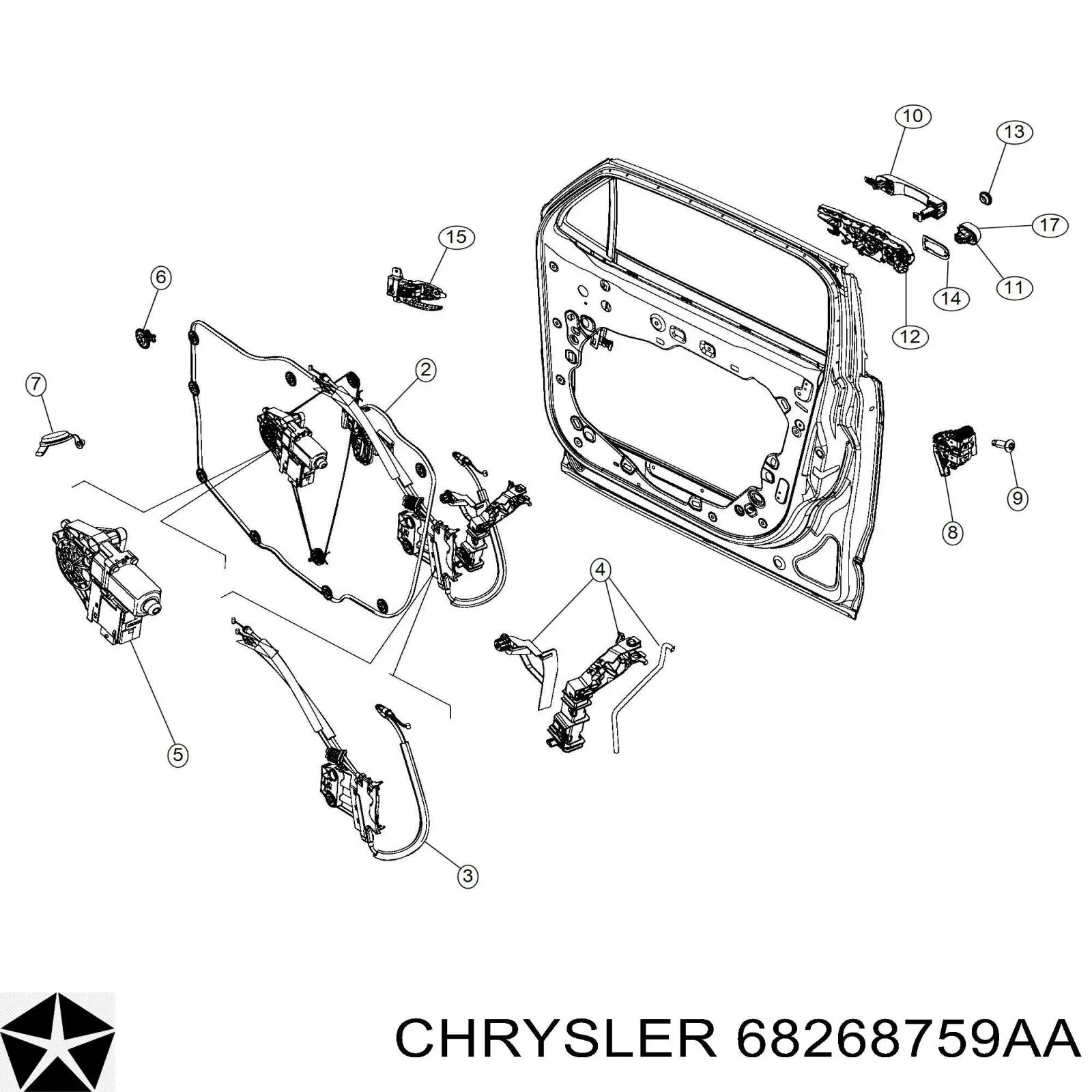 Mechanizm podnoszenia szyby drzwi przednich lewych Jeep RENEGADE SUV (BU) (2014 - 2023) cena, od 95,81 USD